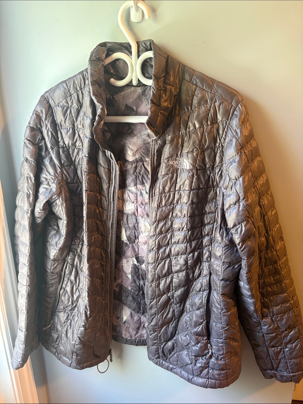 The North Face Women's Metallic Charcoal Quilted Puffer Jacket